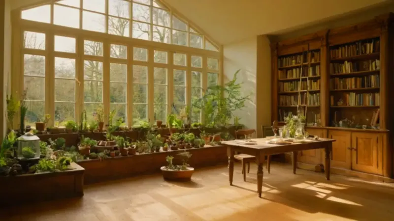 Una figura en un luminoso estudio botánico