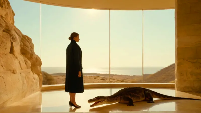 Mujer observa la naturaleza en un museo