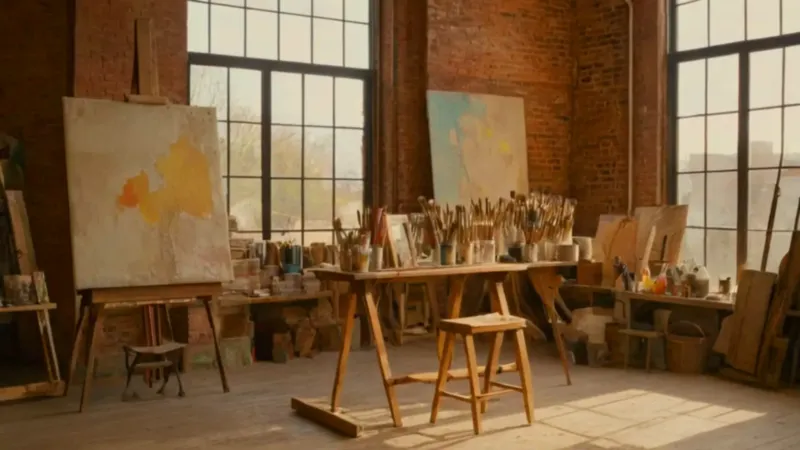 Artista a contraluz en su estudio