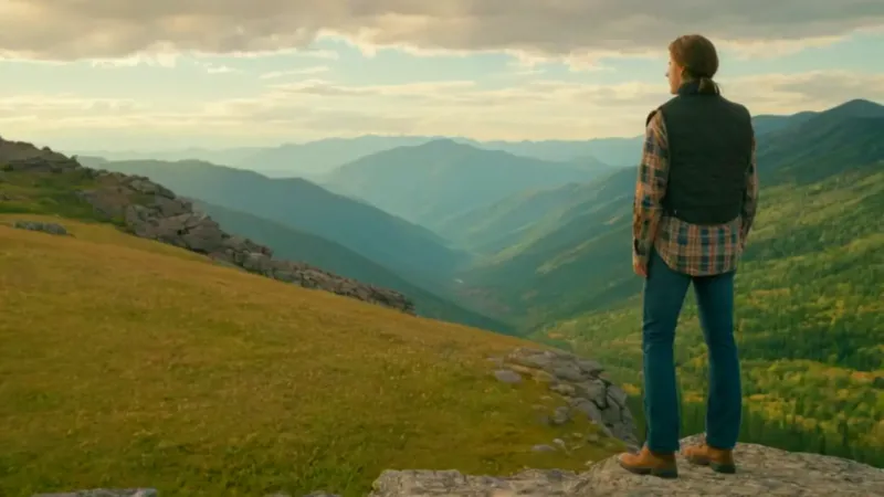 Hombre contempla el valle desde la cumbre