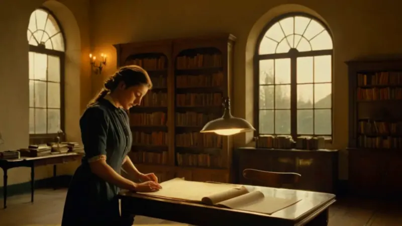 Una erudita trabaja en un archivo