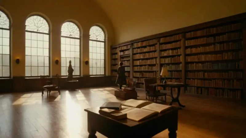 Estudio solitario en la quieta biblioteca