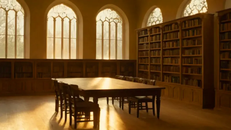Estudio silencioso en la biblioteca iluminada