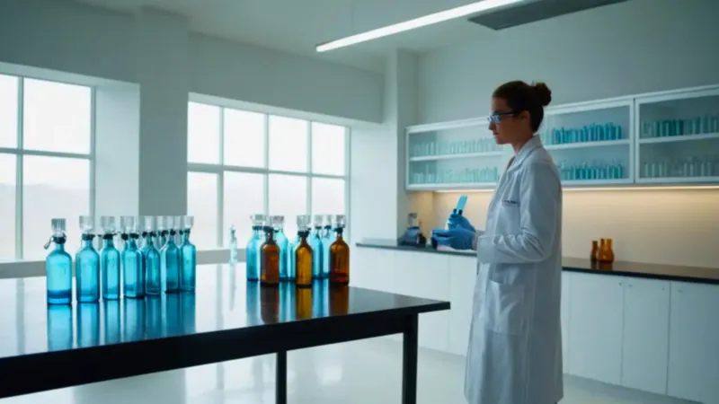 Científico experimenta en un laboratorio iluminado