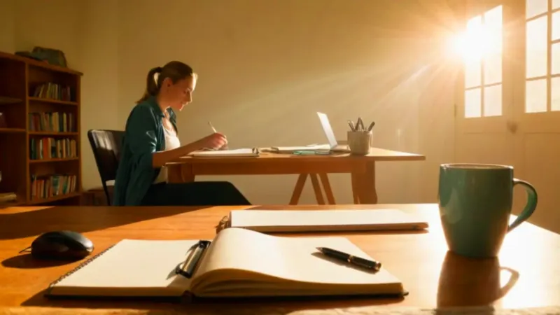 Alguien estudia en un cuarto muy soleado