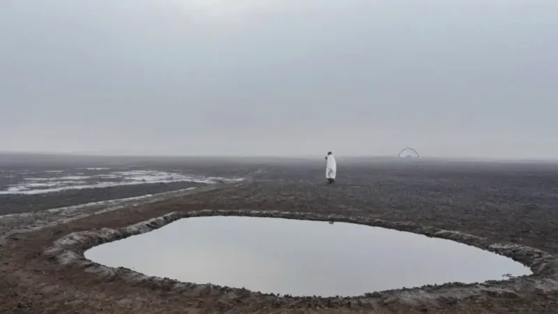 Un caballero solitario aguarda en la niebla