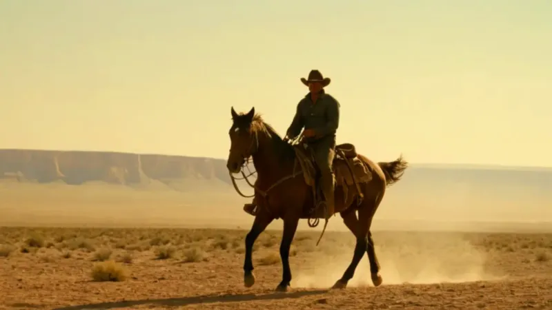 Un vaquero solitario gira su lazo
