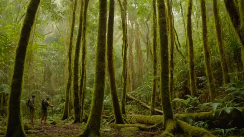 Un arquero aguarda en la selva