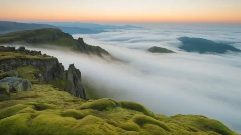 Silueta solitaria sobre un mar de niebla