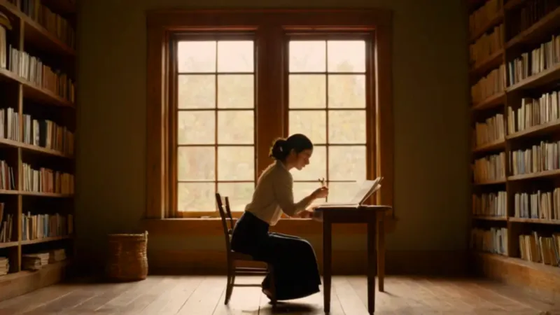 Joven estudia concentrada junto a la ventana