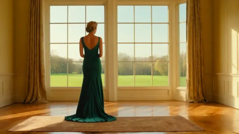 Mujer contempla el atardecer por la ventana