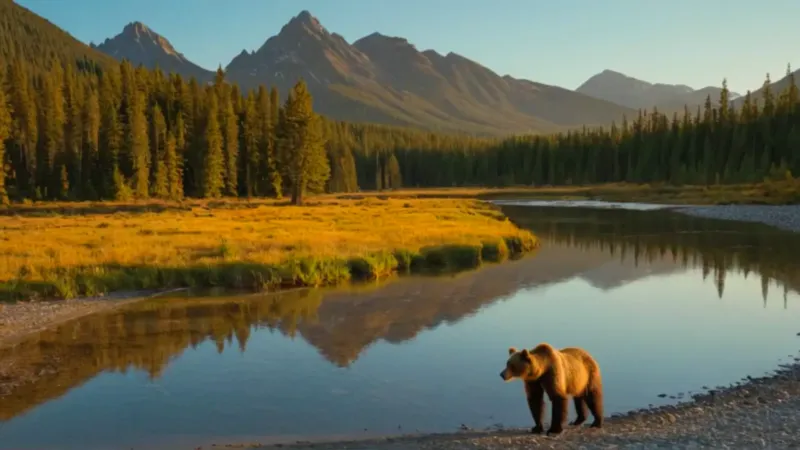 Un humano contempla a un oso inmenso