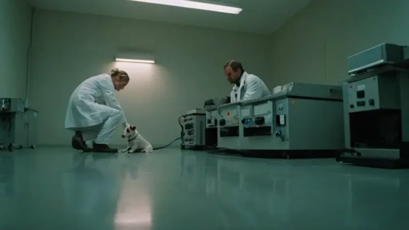 Un científico prepara un perro para el espacio
