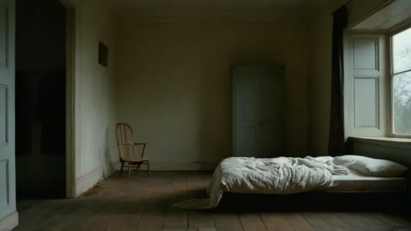 Figura solitaria en una sombría habitación