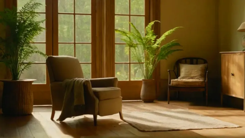 Silueta contemplativa en una habitación soleada