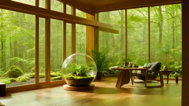 Una persona contempla un terrario iluminado