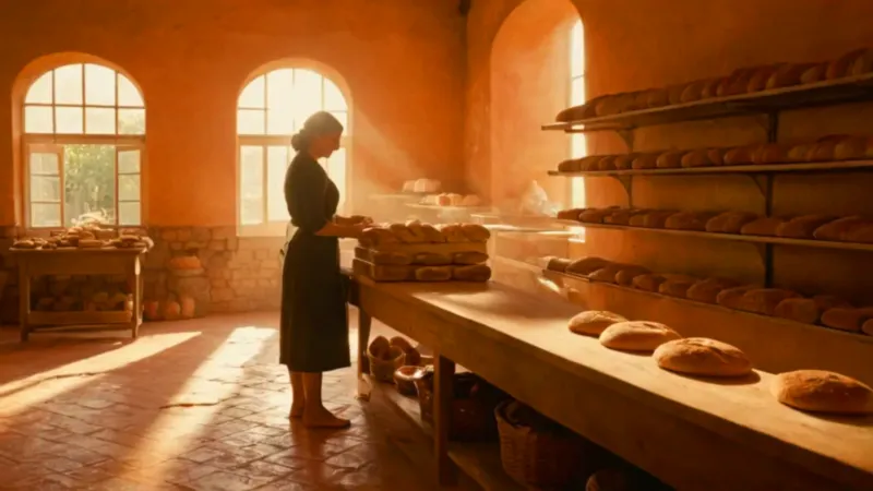 Cálida luz en una panadería artesanal
