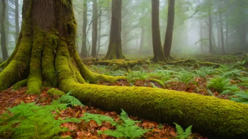 Alguien observa caracoles en el bosque