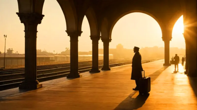 Una figura solitaria espera en la estación
