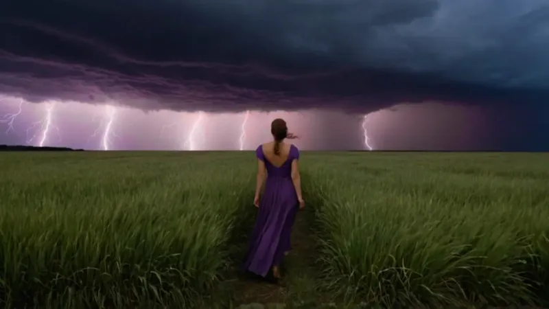 La tormenta azota a una figura solitaria