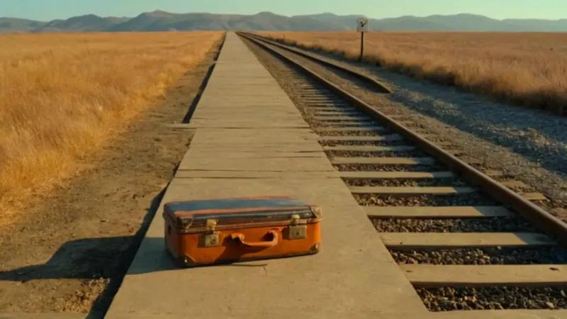 Figura solitaria esperando el tren