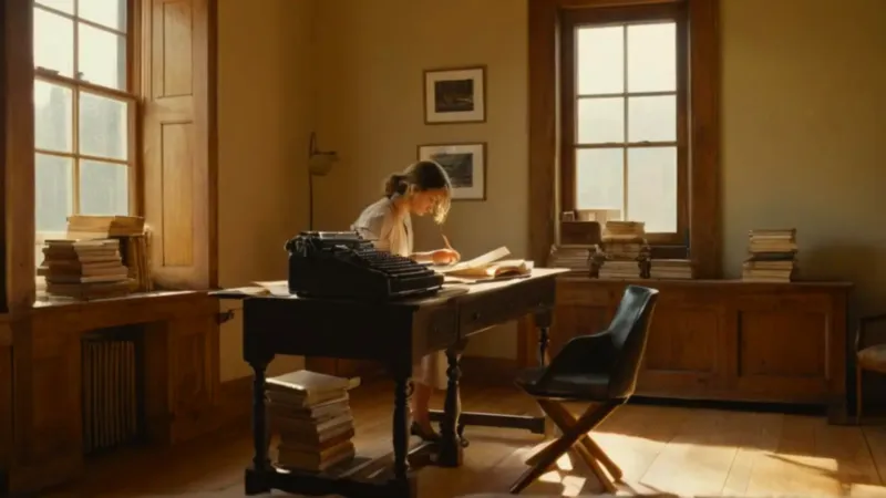 Erudito entre libros bajo el sol