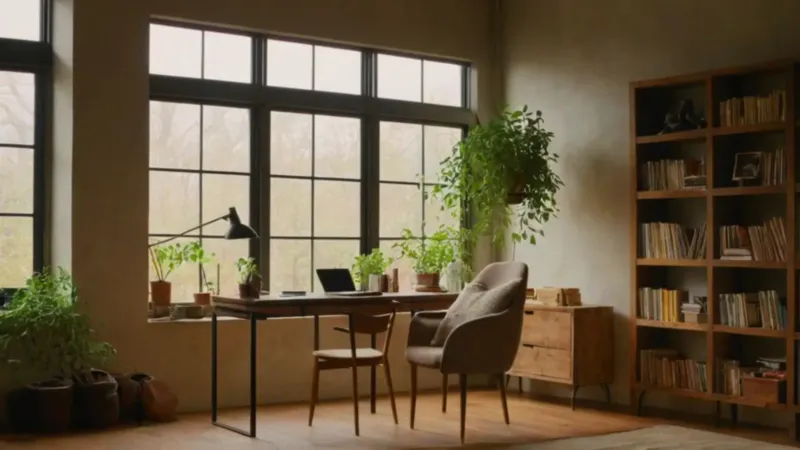 Un tranquilo estudio iluminado por el sol