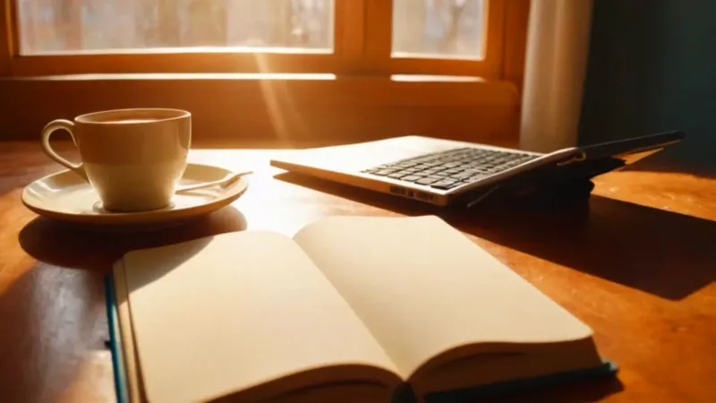 Alguien trabaja en un escritorio iluminado