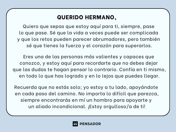 cartas para mi hermano palabras de orgullo para llorar