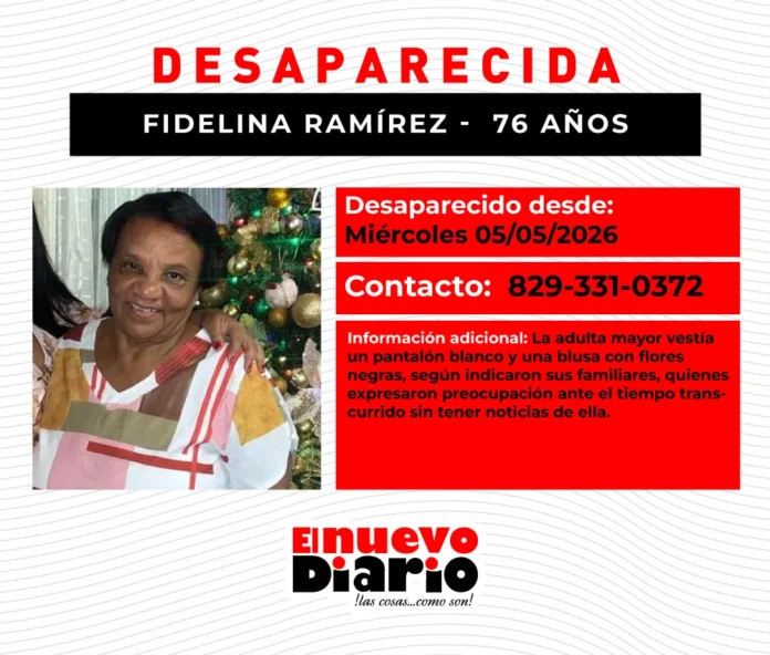 Desaparecida mujer de 76 años en DN