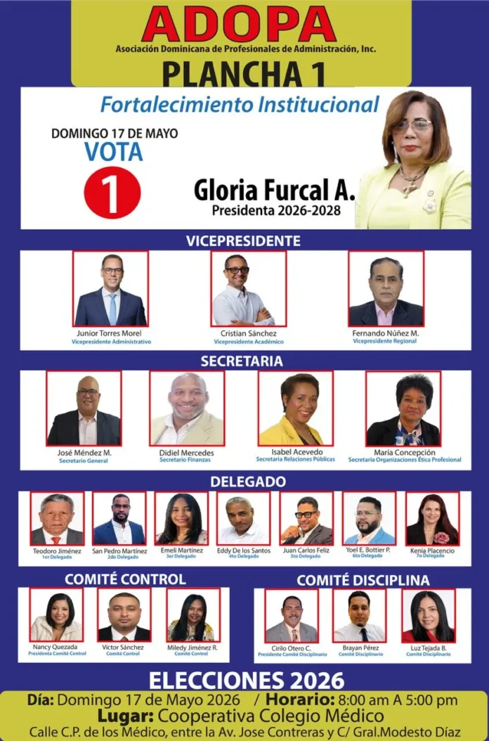 Gloria Furcal candidata a presidencia de ADOPA.