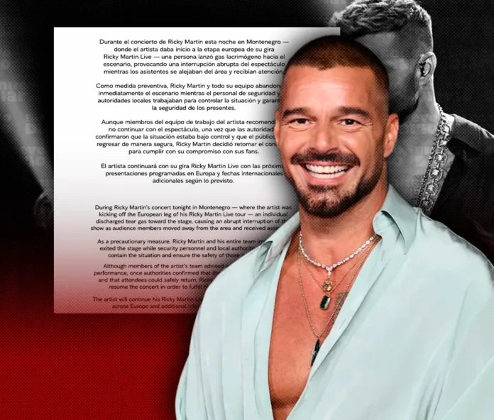 Ricky Martin agradece apoyo tras incidente.