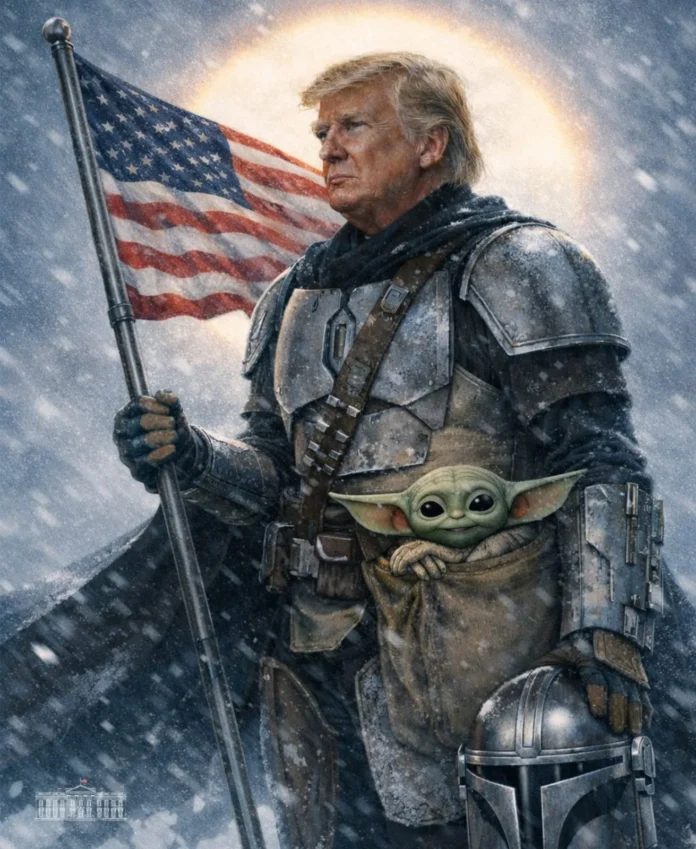 Trump como The Mandalorian en la Casa Blanca.