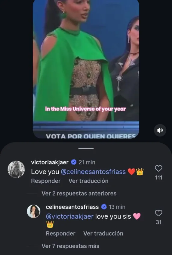 Miss Universo 2024 apoya a Celinee Santos