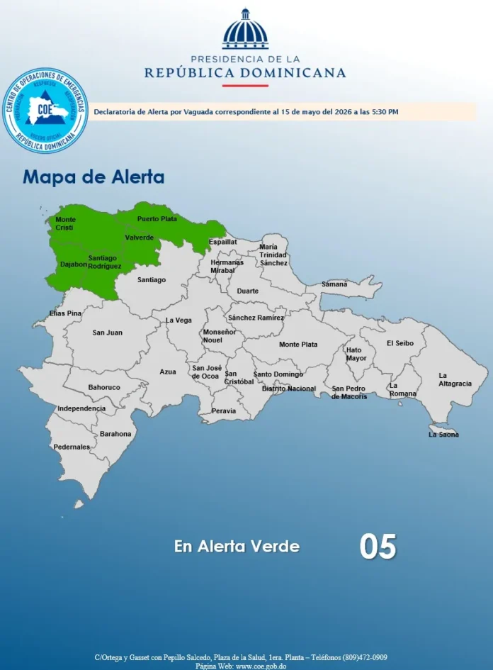 Alerta verde por lluvias en provincias dominicanas