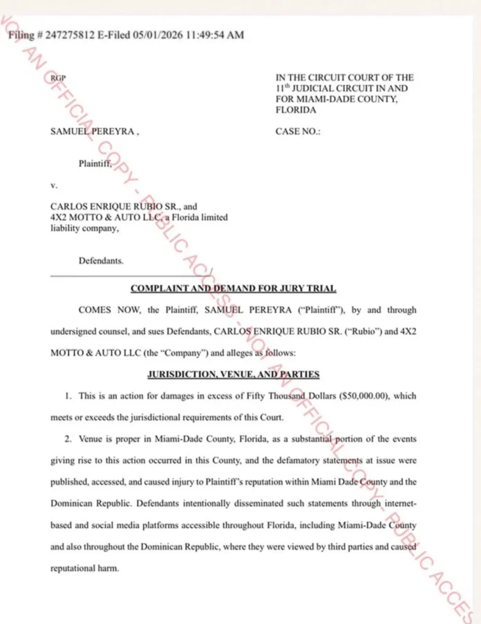 Samuel Pereyra denuncia extorsión y difamación.