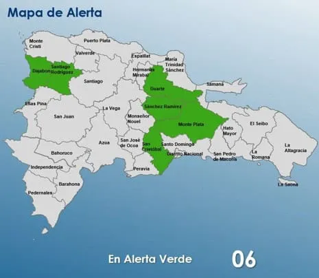Alerta verde reducida en seis provincias
