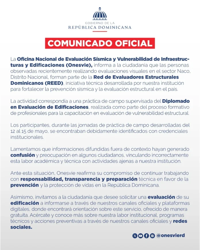 Evaluadores en sector Naco, aclaración de Onesvie.