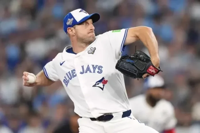 Max Scherzer en sesión de bullpen.
