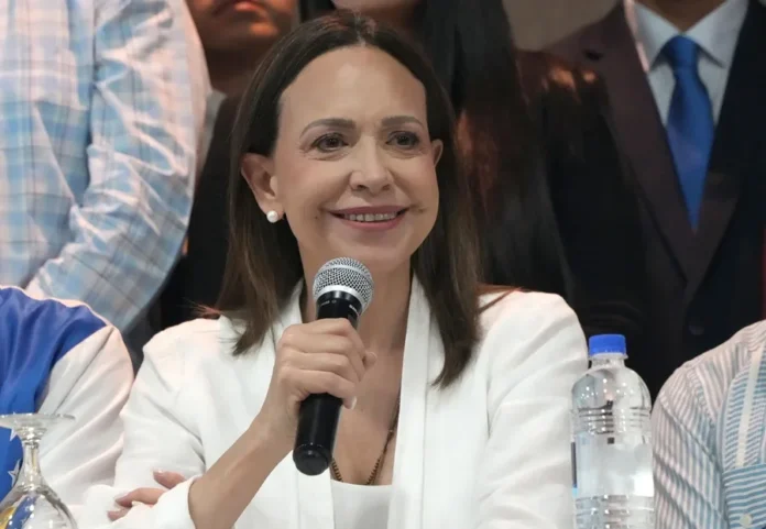 María Corina Machado en discurso en Panamá.