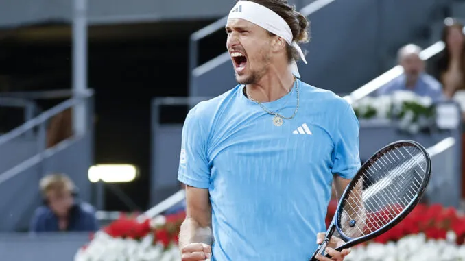 Zverev celebra su victoria en Roma.