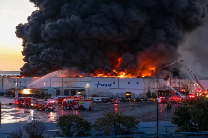 Incendio en almacén médico en California