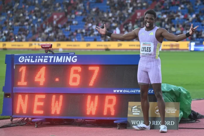 Noah Lyles rompe récord mundial 150 metros.