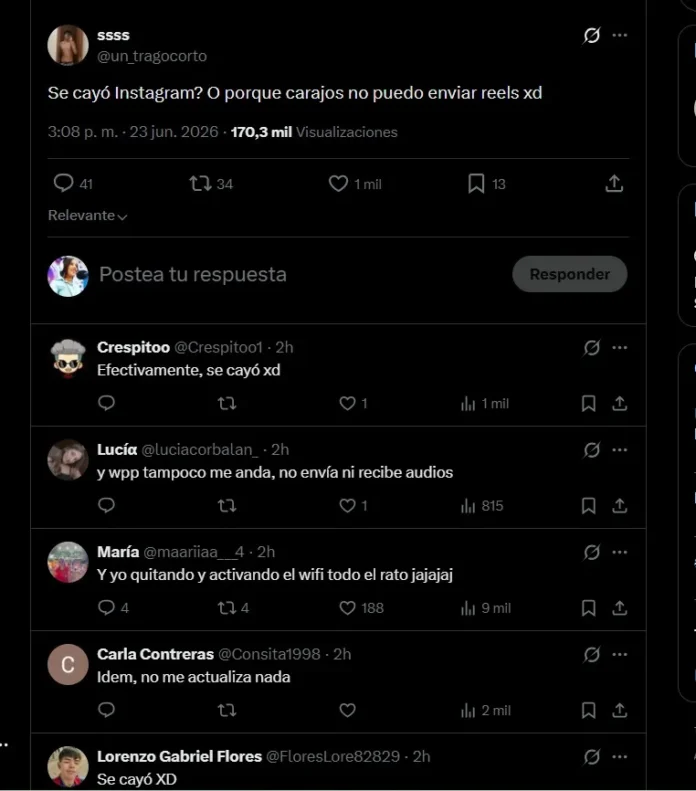 Fallas en Instagram, Facebook y WhatsApp hoy