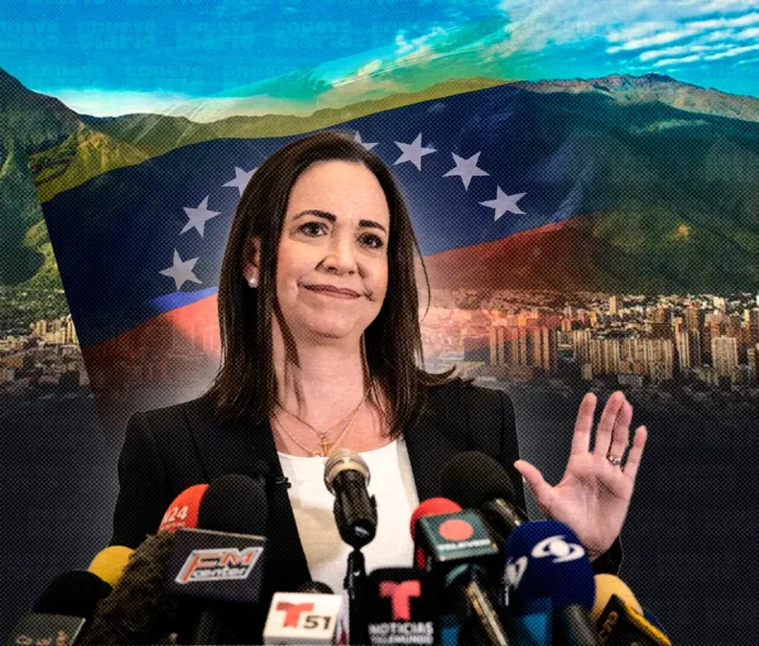 María Corina Machado y Hamidreza Mohammadi.