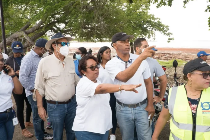 Operativo de limpieza de sargazo en Barahona