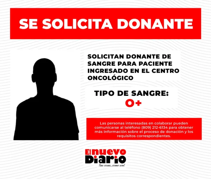 Donantes de sangre O+ necesarios para paciente.
