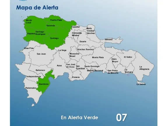 Alerta verde por lluvias en siete provincias.
