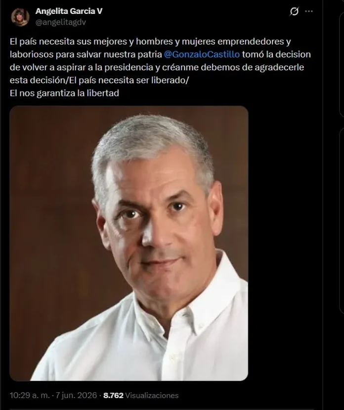 Angelita García de Vargas apoya a Gonzalo Castillo.