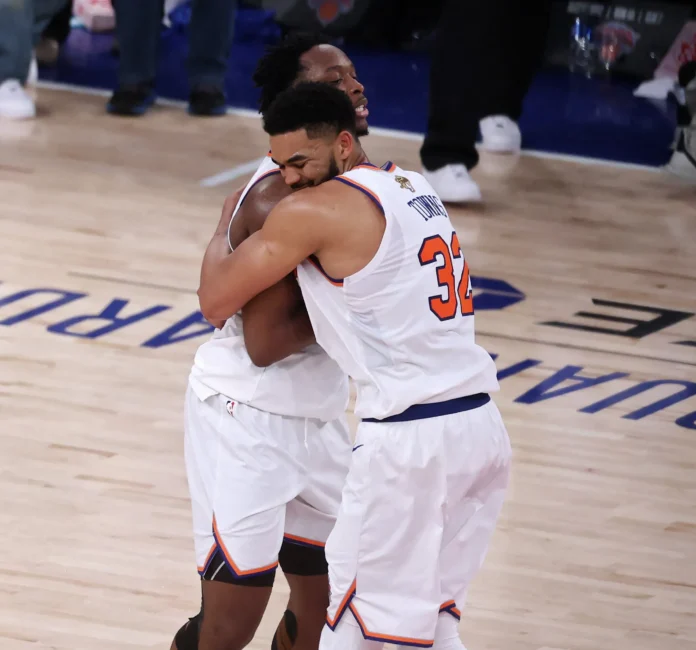 OG Anunoby celebra tiro icónico en Nueva York.
